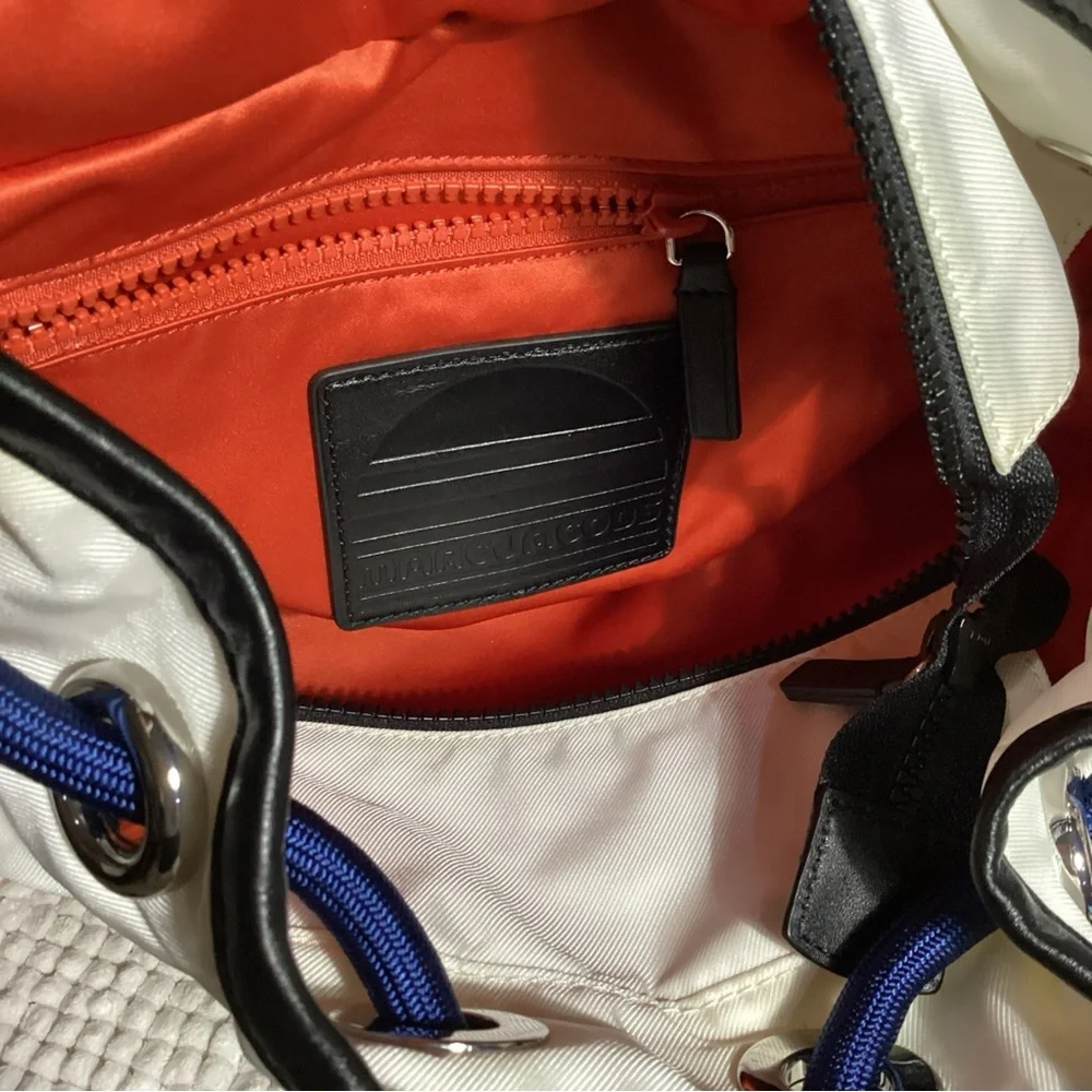 Marc Jacobs Red White Black Unisex Sport Nylon Bucket Sling Duffle Backpack NEW